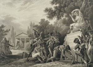 Vojáci vzdávající hold Isabelle Czartoryské (1746-1835) (štětec a inkoust na papíře) od Joseph Richter