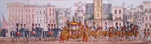 Panoramatické znázornění královského pokroku královny Viktorie Londýnem 9. listopadu 1837 (litho) (detail) od Joseph Robins