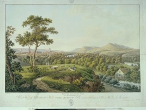 Pohled na Jenu z Rasenhuehlbergu, kolem roku 1810 (lept) od Joseph Roux