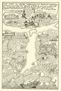 Mapa zakalené Amazonie v červené + černé (rytina)