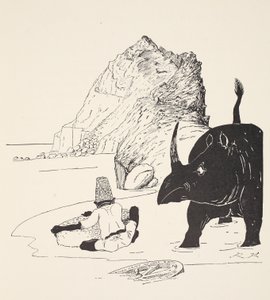 Parsee začíná jíst svůj dort na Neobývaném ostrově, ilustrace z 