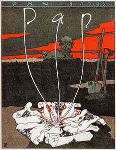 Umění. Pánev, časopis ve stylu art nouveau. Plakát Josepha Sattlera, Německo, kolem roku 1895 (plakát)