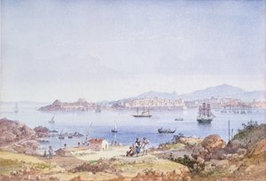 Korfu z ostrova Vidho, 1789 (wc) od Joseph Schranz