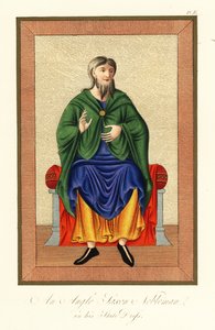 Anglosaský šlechtic ve státních šatech, 8. století, 1845 (rytina)