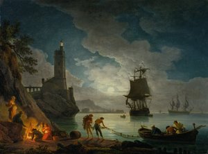 Přístav v měsíčním světle od Claude Joseph Vernet