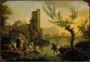 Krajina s pradlenami, 1763 (olej na plátně)