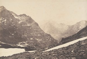 Pohled na část Maladetta a hory z vrcholu přístavu Vénasque, 1853.
