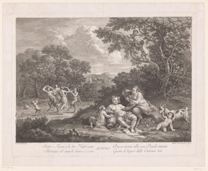 Krajina s Bacchus a Tančící Satyrs a Maenads Podzim Autotuno (název na objektu)