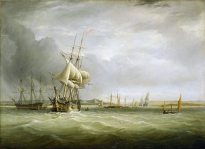 Plavba v Bristolském průlivu (Anglie), v ústí řeky Avon. Olej na plátně od Joseph Walter
