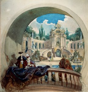 Přípravná kresba pro lunetu stropu audienční síně v královském zámku Ludvíka II. v Linderhofu od Joseph Watter