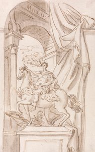 Studie sochy Karla Velikého Agostina Cornacchiniho, bazilika sv. Petra, Řím od Joseph Wilton