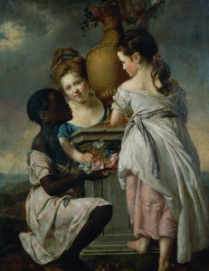 Rozhovor mezi dívkami aneb dvě dívky s jejich černým sluhou, 1770 od Joseph Wright of Derby
