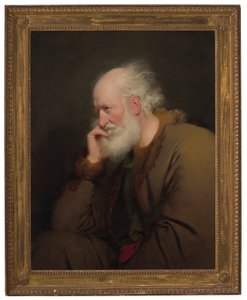 Starý muž v kožichu do půl těla. od Joseph Wright of Derby