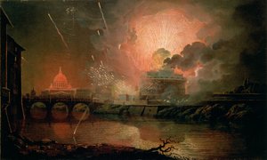 Ohňostroj na Castel Sant Angelo, 1774-1778 od Joseph Wright of Derby