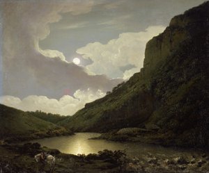 Matlock Tor od Moonlight, cca 1777-80 (olej na plátně) od Joseph Wright of Derby