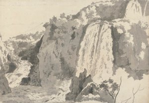 Skalnatá krajina s vodopády od Joseph Wright of Derby