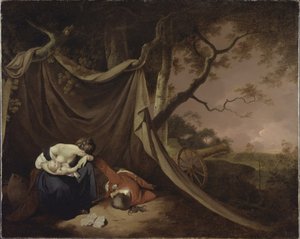 Mrtvý voják, kolem roku 1789 (olej na plátně) od Joseph Wright of Derby