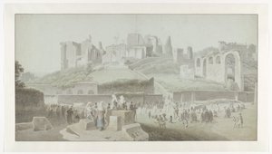 Procesí na úpatí Palatinu v Římě od Josephus Augustus Knip