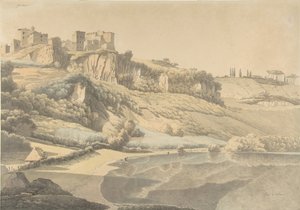 Genzano a jezero Nemi, počátek 19. století.