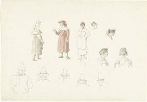 Studijní list s italskými farmáři a rolnicemi od Josephus Augustus Knip