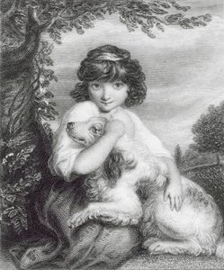 Miluj mě, miluj mého psa (gravírování) od Joshua (after) Reynolds