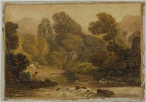 Scéna poblíž Lodore, Cumberland od Joshua Cristall