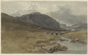 Landschap by Llyn Ogwen, Caernarvonshire (Wales) od Joshua Cristall