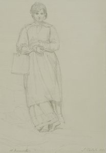 Mladá dívka drží plechovku od mléka, 1831 (grafit na tkaném papíře)