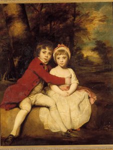 John Parker a jeho sestra Theresa Bratr a sestra děti láskyplně stojící. Obraz od Joshuy Reynoldse (1723-1792) od Joshua Reynolds