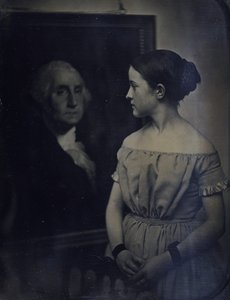 Dívka s portrétem George Washingtona, ca. 1850. Tvůrci: Josiah Johnson Hawes, Albert Sands Southworth.