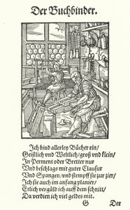 The Bookbinder (rytina) od Jost (after) Amman