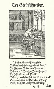 The Gemstone Cutter (rytina) od Jost (after) Amman