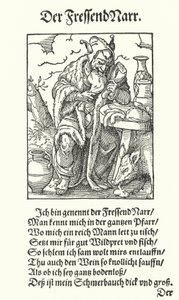 The Gluttonous Fool (rytina) od Jost (after) Amman