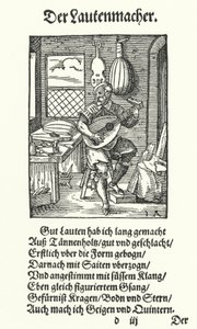 The Lute Maker (rytina) od Jost (after) Amman
