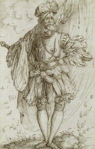 Praporec nesoucí vlajku, 1560s (inkoust na položený papír) od Jost Amman