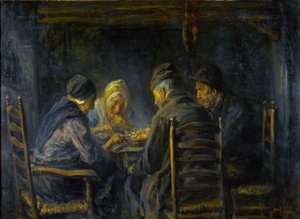 Jedlíci brambor - Jedáci brambor - Obraz Jozefa Israelse (1824-1911) - cca. 1902 – Olej na plátně – 119,5x151 – Gemeentemuseum Den Haag