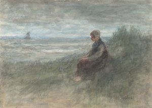 Dívka v dunách, polovina 19.-začátek 20. století. od Jozef Israëls