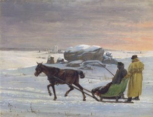 Malíři Jørgen Roed a Constantin Hansen se svezou na saních. od Jørgen Roed