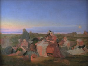 Svatojánská noc. Nemocní lidé spí na hrobě svaté Heleny v Tisvilde od Jørgen V. Sonne