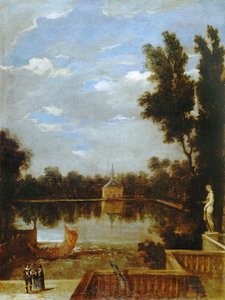 Estanque del Buen Retiro... (malba na plátně) od Juan Bautista Martinez Del Mazo