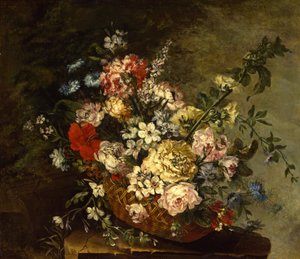 Zátiší s květinami v košíku, c.1780-1790