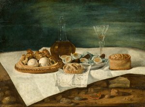 Zátiší s pečivem, vínem a vejci, c.1770-1790
