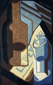 Láhev a sklo; Láhev a sklo, 1921 od Juan Gris