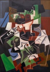 Mísa na ovoce, dýmka a noviny od Juan Gris
