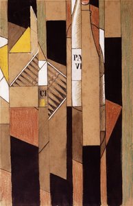 Zátiší s lahví a doutníky; Zátiší s lahví a doutníky, 1912 od Juan Gris