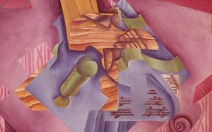 Zátiší s houslemi a sklem od Juana Grise (1887-1927), olej na plátně, 46x73 cm od Juan Gris