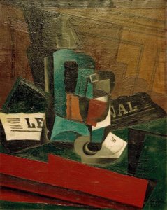 Sifon, sklo a noviny od Juan Gris