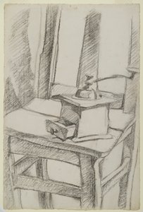 Mlýnek na kávu (Le Moulin à Café), 1911 (uhlí na položený papír) od Juan Gris