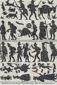 List 2 figurek pro čínské stínové loutky, 1859.