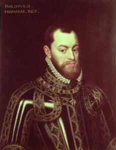 Portrét španělského krále Filipa II (1527-98) (olej na plátně)